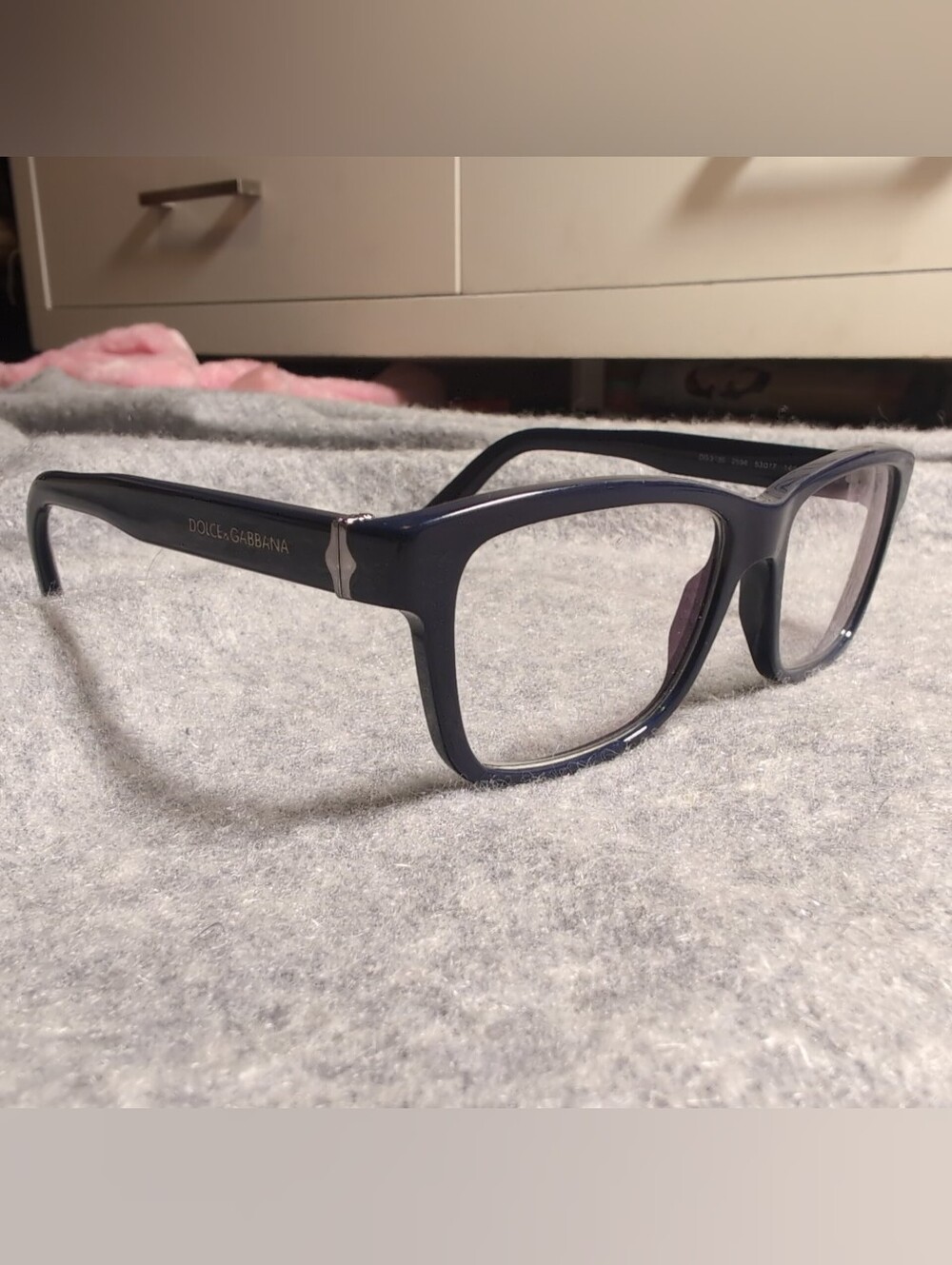 Dolce & Gabbana Navy Blue Designer Glasses Frames Square Made In Italy